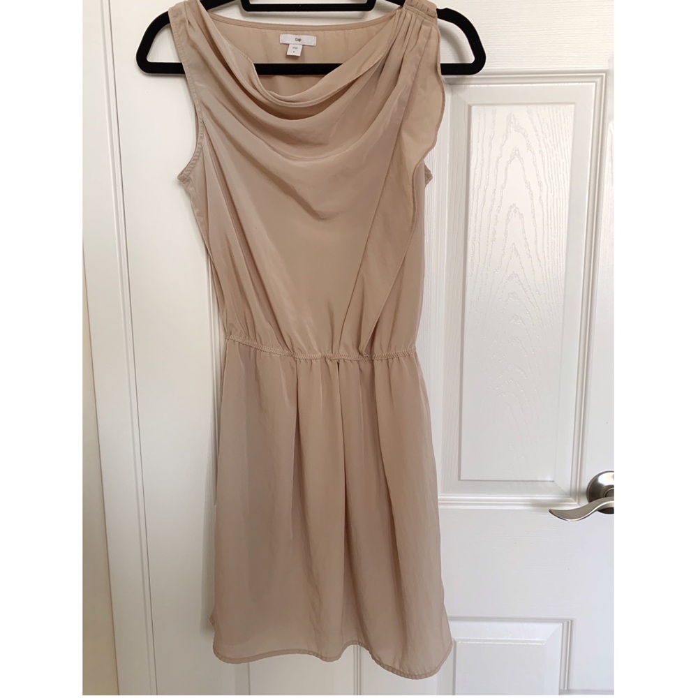 GAP Nude Smocked-Waist Shirt Dress